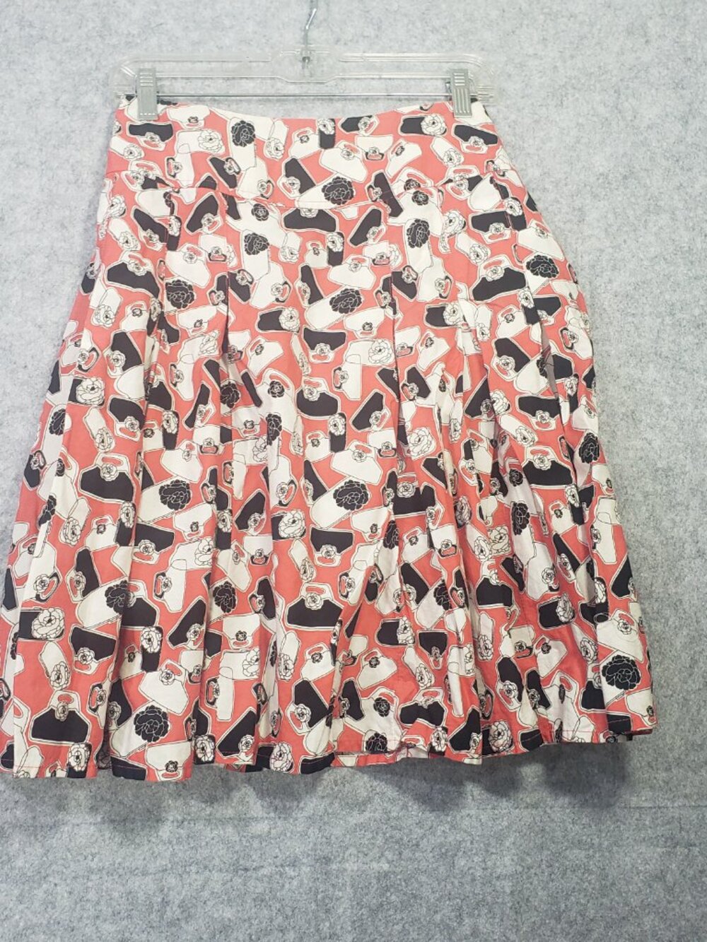 Liz Claiborne 12P A-Line Skirt Orange Black White Graphic Print 100% Cotton - Picture 6 of 8